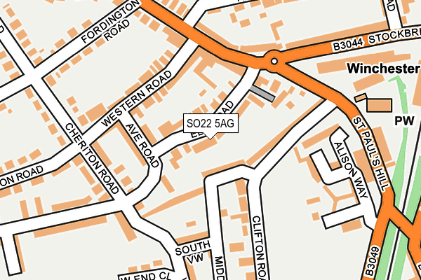 SO22 5AG map - OS OpenMap – Local (Ordnance Survey)