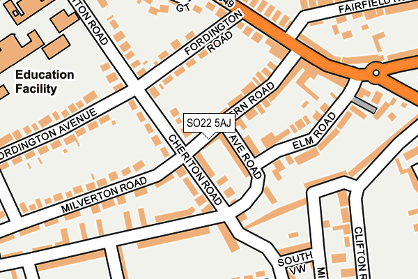 SO22 5AJ map - OS OpenMap – Local (Ordnance Survey)