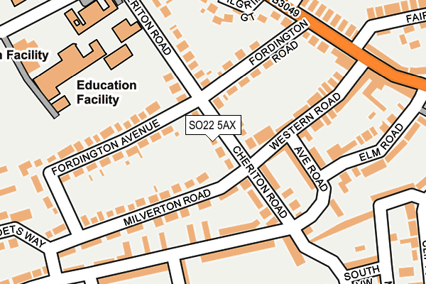 SO22 5AX map - OS OpenMap – Local (Ordnance Survey)