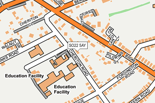 SO22 5AY map - OS OpenMap – Local (Ordnance Survey)