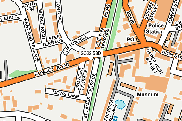 SO22 5BD map - OS OpenMap – Local (Ordnance Survey)