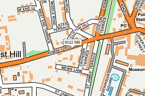 SO22 5BE map - OS OpenMap – Local (Ordnance Survey)