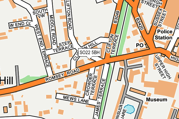 SO22 5BH map - OS OpenMap – Local (Ordnance Survey)