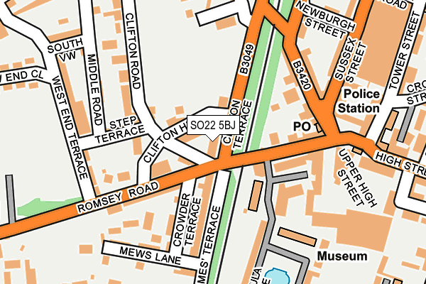 SO22 5BJ map - OS OpenMap – Local (Ordnance Survey)