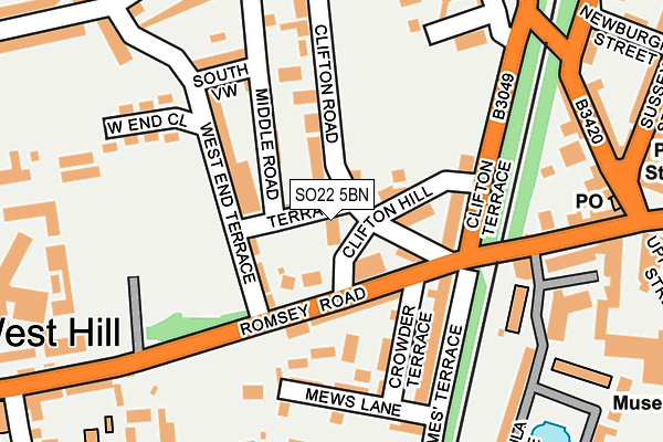 SO22 5BN map - OS OpenMap – Local (Ordnance Survey)