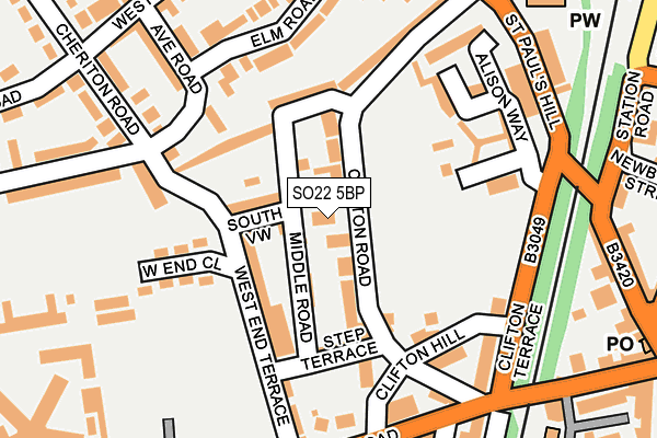 SO22 5BP map - OS OpenMap – Local (Ordnance Survey)