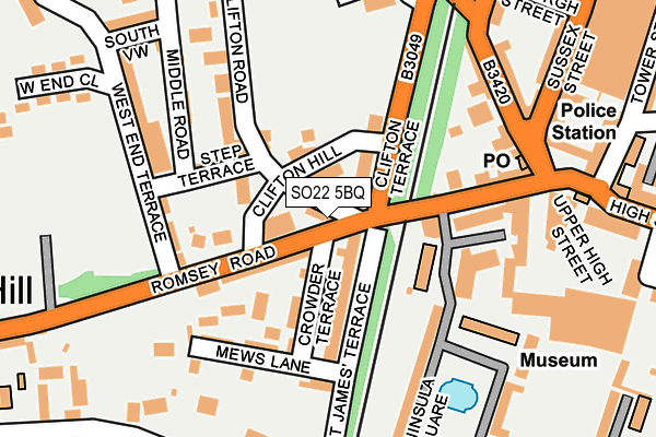 SO22 5BQ map - OS OpenMap – Local (Ordnance Survey)