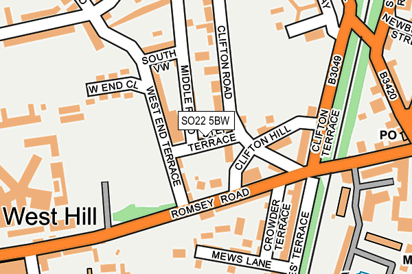 SO22 5BW map - OS OpenMap – Local (Ordnance Survey)