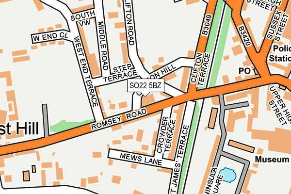 SO22 5BZ map - OS OpenMap – Local (Ordnance Survey)