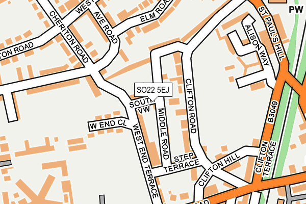 SO22 5EJ map - OS OpenMap – Local (Ordnance Survey)