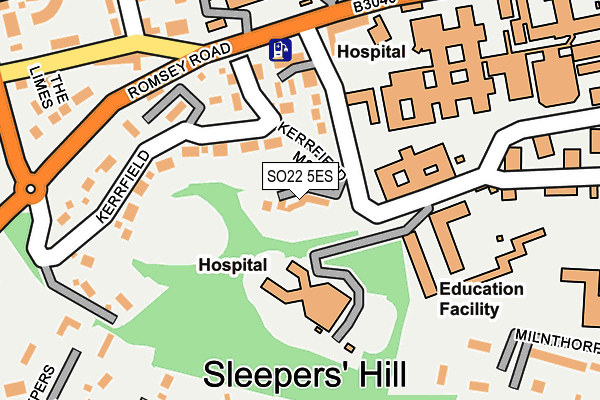 SO22 5ES map - OS OpenMap – Local (Ordnance Survey)