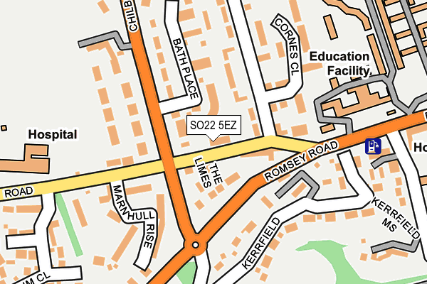 SO22 5EZ map - OS OpenMap – Local (Ordnance Survey)