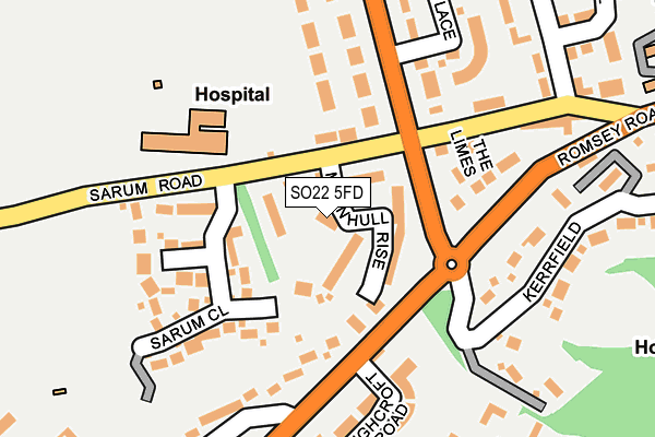 SO22 5FD map - OS OpenMap – Local (Ordnance Survey)