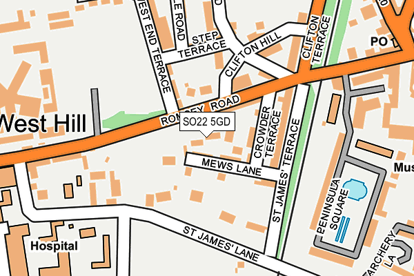 SO22 5GD map - OS OpenMap – Local (Ordnance Survey)