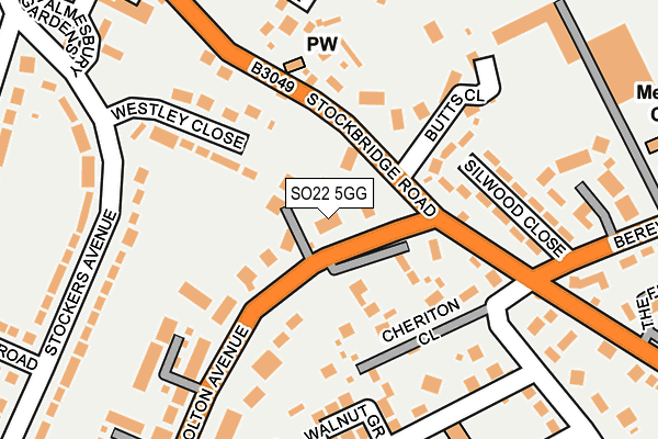 SO22 5GG map - OS OpenMap – Local (Ordnance Survey)