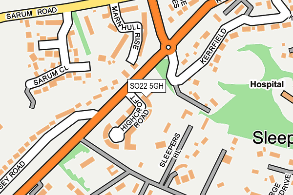 SO22 5GH map - OS OpenMap – Local (Ordnance Survey)