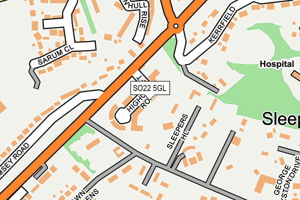 SO22 5GL map - OS OpenMap – Local (Ordnance Survey)
