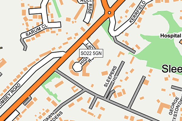 SO22 5GN map - OS OpenMap – Local (Ordnance Survey)