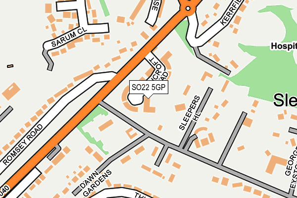 SO22 5GP map - OS OpenMap – Local (Ordnance Survey)