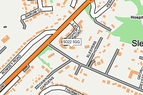 SO22 5GQ map - OS OpenMap – Local (Ordnance Survey)