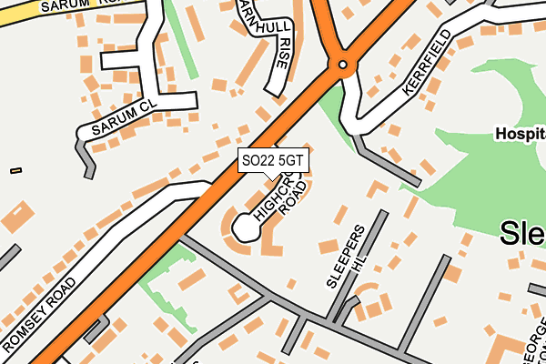 SO22 5GT map - OS OpenMap – Local (Ordnance Survey)