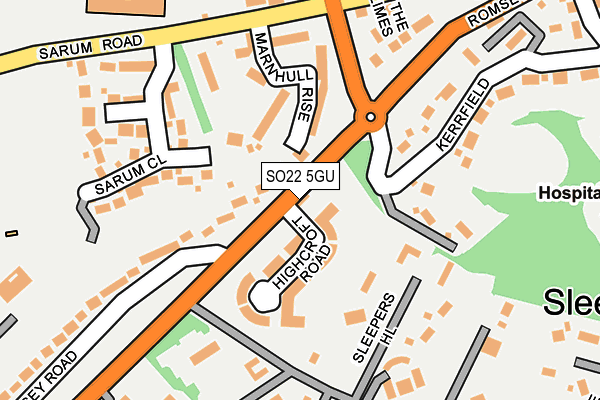 SO22 5GU map - OS OpenMap – Local (Ordnance Survey)