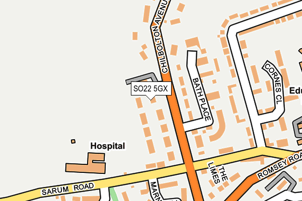 SO22 5GX map - OS OpenMap – Local (Ordnance Survey)
