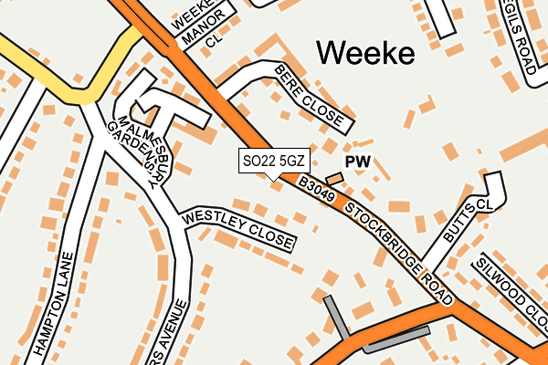 SO22 5GZ map - OS OpenMap – Local (Ordnance Survey)