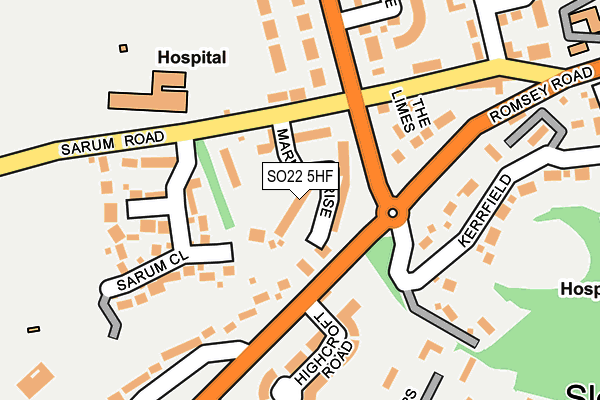 SO22 5HF map - OS OpenMap – Local (Ordnance Survey)