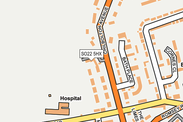 SO22 5HX map - OS OpenMap – Local (Ordnance Survey)