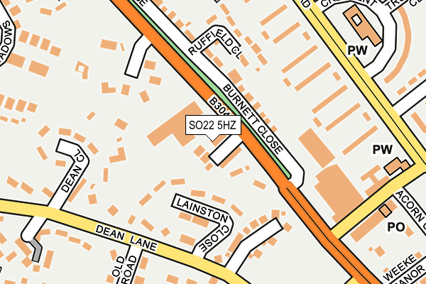 SO22 5HZ map - OS OpenMap – Local (Ordnance Survey)