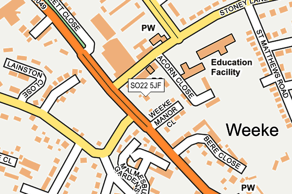 SO22 5JF map - OS OpenMap – Local (Ordnance Survey)