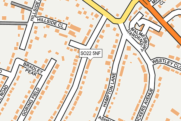 SO22 5NF map - OS OpenMap – Local (Ordnance Survey)