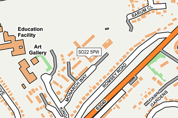 SO22 5PW map - OS OpenMap – Local (Ordnance Survey)