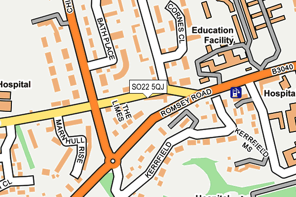 SO22 5QJ map - OS OpenMap – Local (Ordnance Survey)