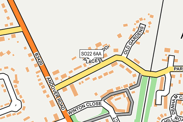 SO22 6AA map - OS OpenMap – Local (Ordnance Survey)