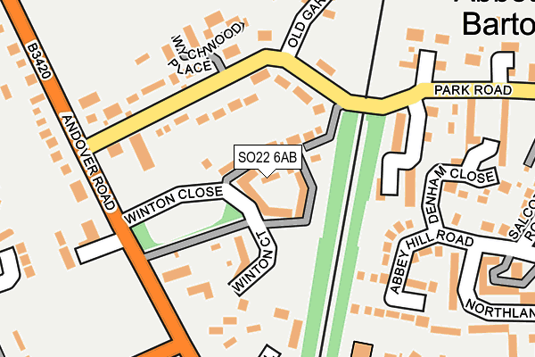 SO22 6AB map - OS OpenMap – Local (Ordnance Survey)