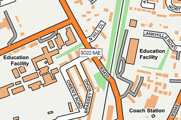 SO22 6AE map - OS OpenMap – Local (Ordnance Survey)