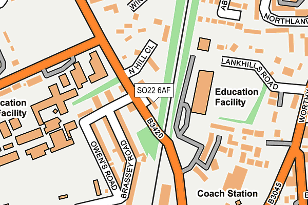 SO22 6AF map - OS OpenMap – Local (Ordnance Survey)