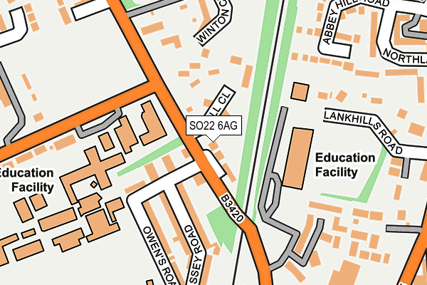 SO22 6AG map - OS OpenMap – Local (Ordnance Survey)