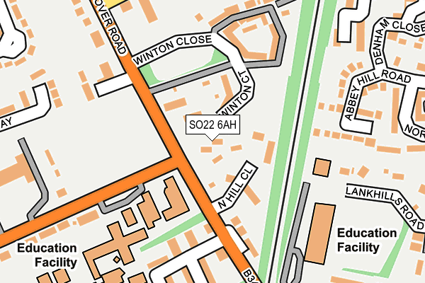 SO22 6AH map - OS OpenMap – Local (Ordnance Survey)