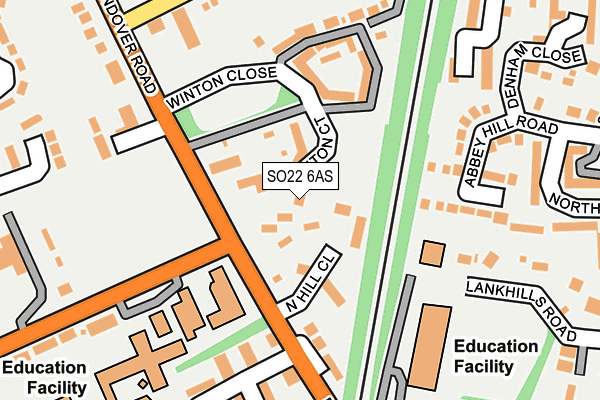 SO22 6AS map - OS OpenMap – Local (Ordnance Survey)