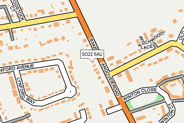 SO22 6AU map - OS OpenMap – Local (Ordnance Survey)