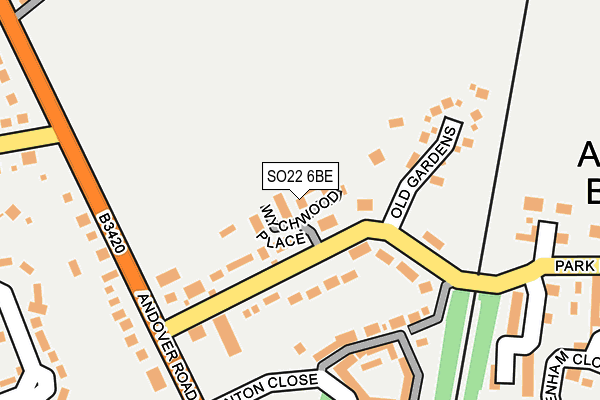 SO22 6BE map - OS OpenMap – Local (Ordnance Survey)