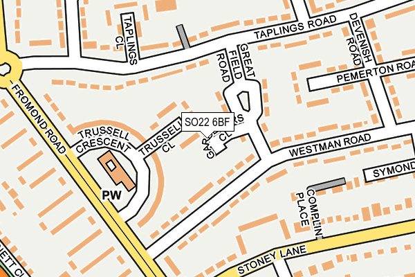 SO22 6BF map - OS OpenMap – Local (Ordnance Survey)