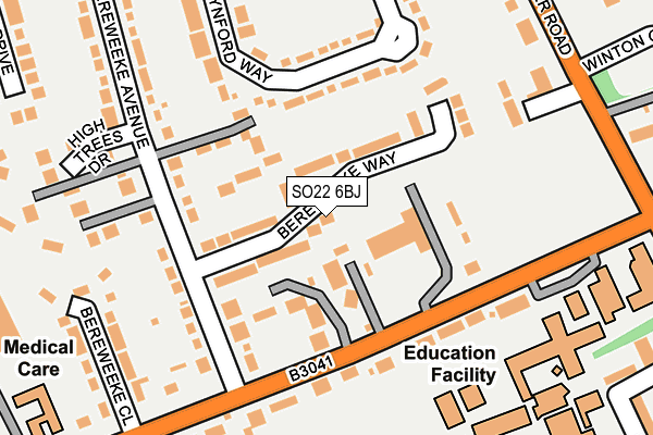 SO22 6BJ map - OS OpenMap – Local (Ordnance Survey)