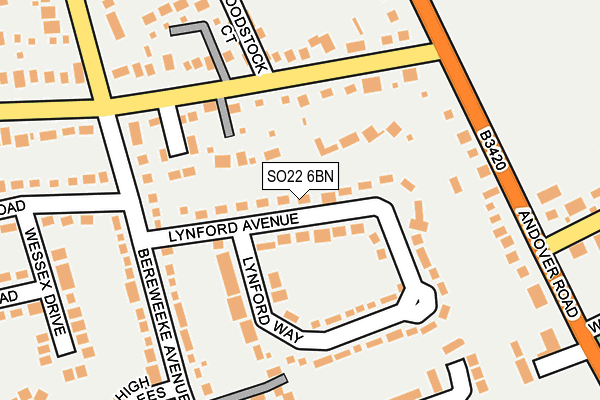 SO22 6BN map - OS OpenMap – Local (Ordnance Survey)