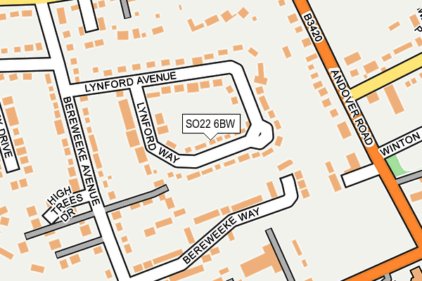 SO22 6BW map - OS OpenMap – Local (Ordnance Survey)