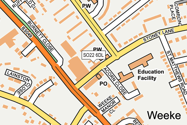 SO22 6DL map - OS OpenMap – Local (Ordnance Survey)