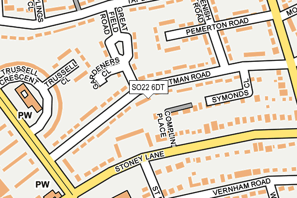SO22 6DT map - OS OpenMap – Local (Ordnance Survey)
